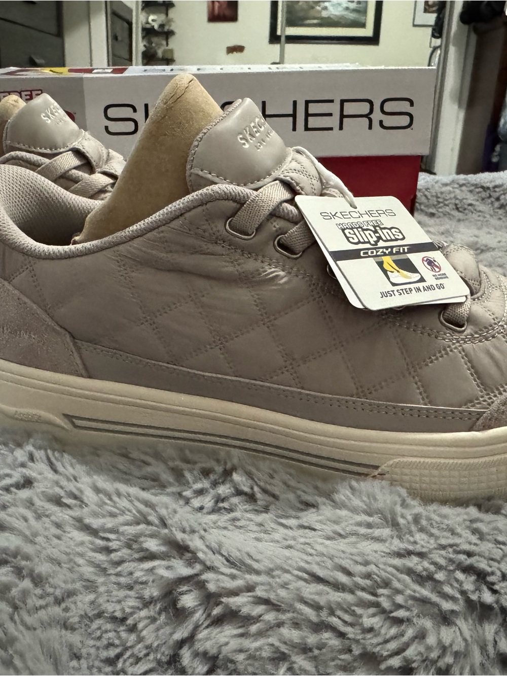Skechers Hands Free Slip-Ins Quilted Sneakers - Taupe